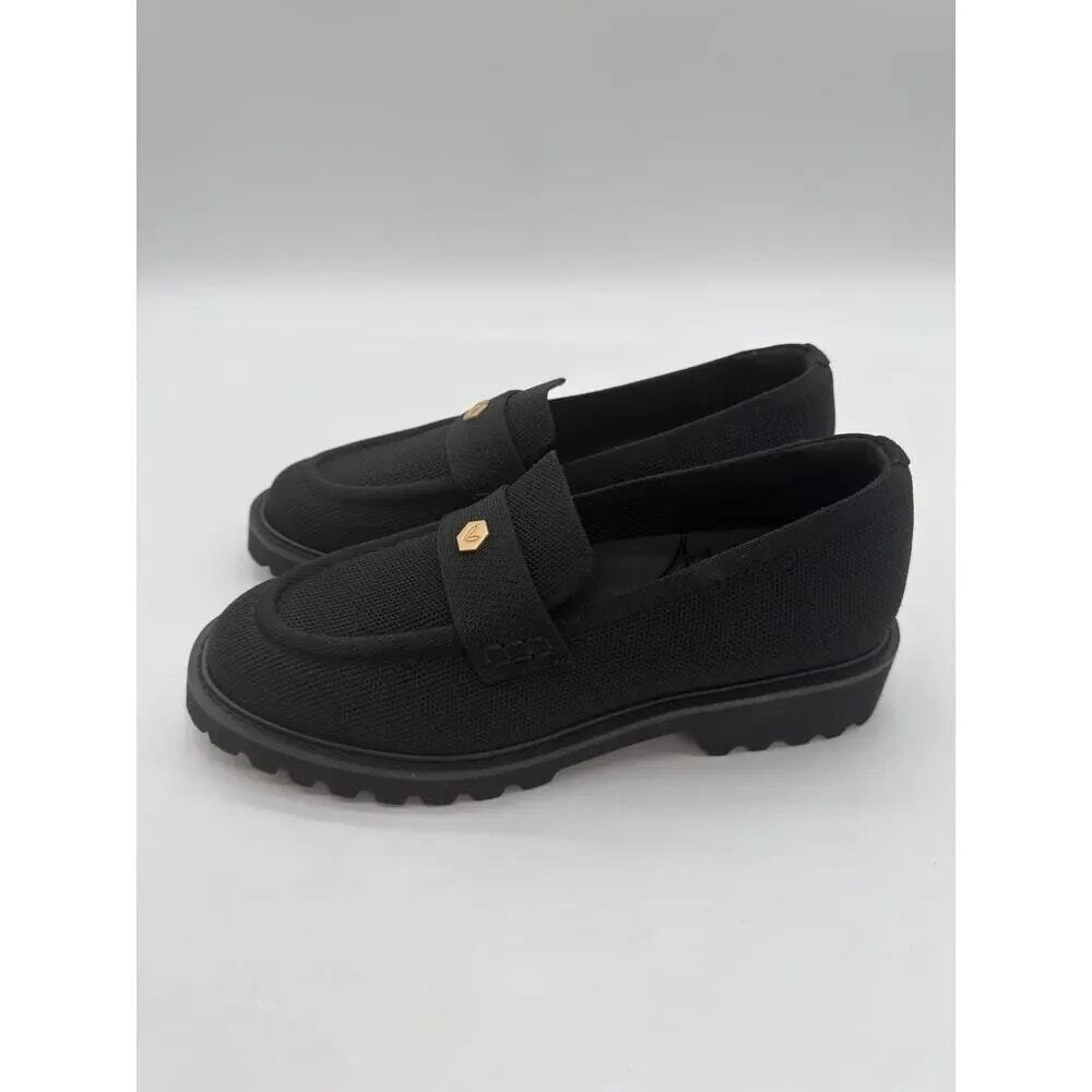 Vivaia Francesca Platform Chunky Heel Penny Minimalist Preppy Black Loafer 8 - Picture 9 of 10